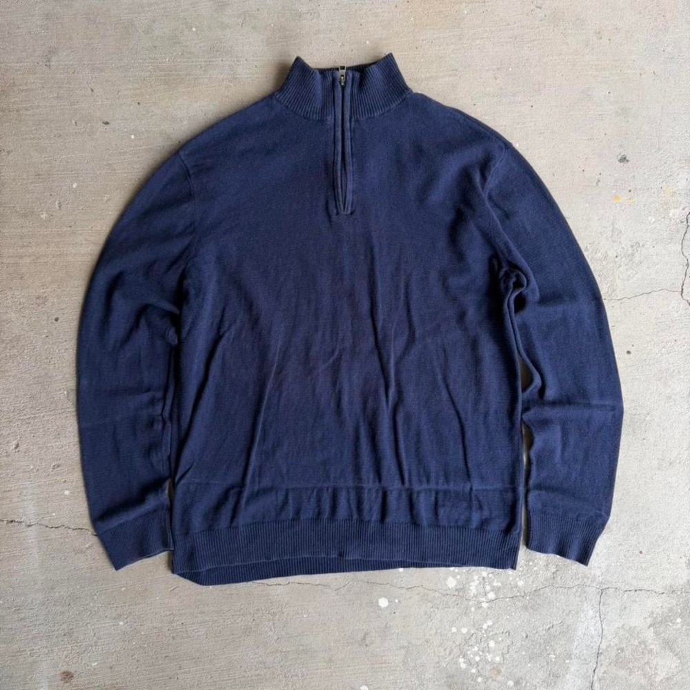 Navy blue‎ quarter zip sweater cotton cashmere